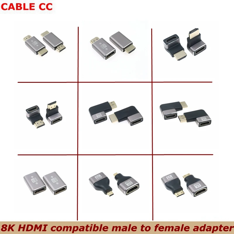 8K Micro Mini HDMI - compatible with 2.1 Connector Adapter 270 90 Degree Male to Female for HDTV PS4 PS5 Laptop 4K HDMI Extender