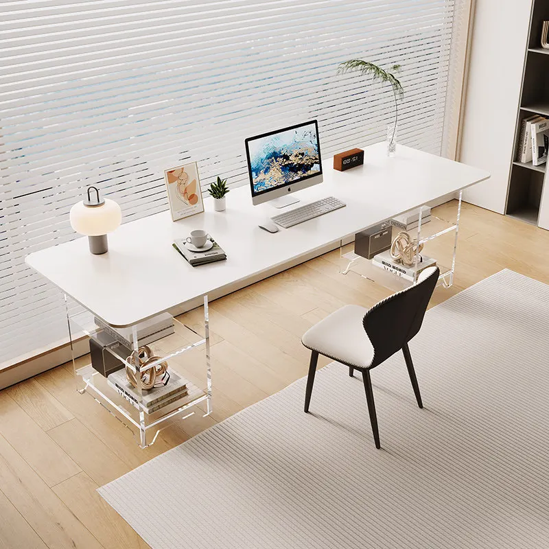 

White multifunctional computer desk acrylic cabinet niche design computer desk workbench scrivania da ufficio workshop furniture