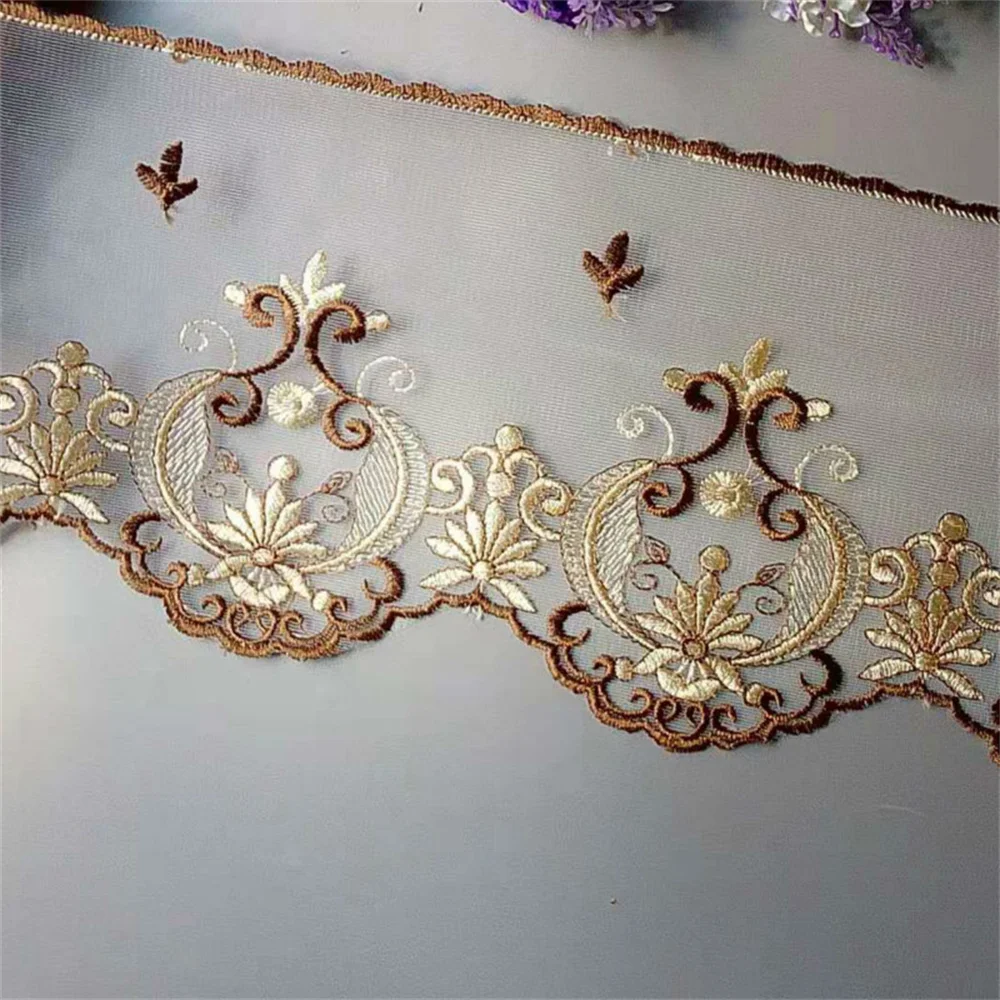 3 ياردة 16 سنتيمتر 5 سنتيمتر شبكة التطريز زهرة شريطة من الدانتيل الزخارف فستان الزركشة زين Crafts بها بنفسك الحرف الخياطة تقليم صافي القماش الدانتيل النسيج