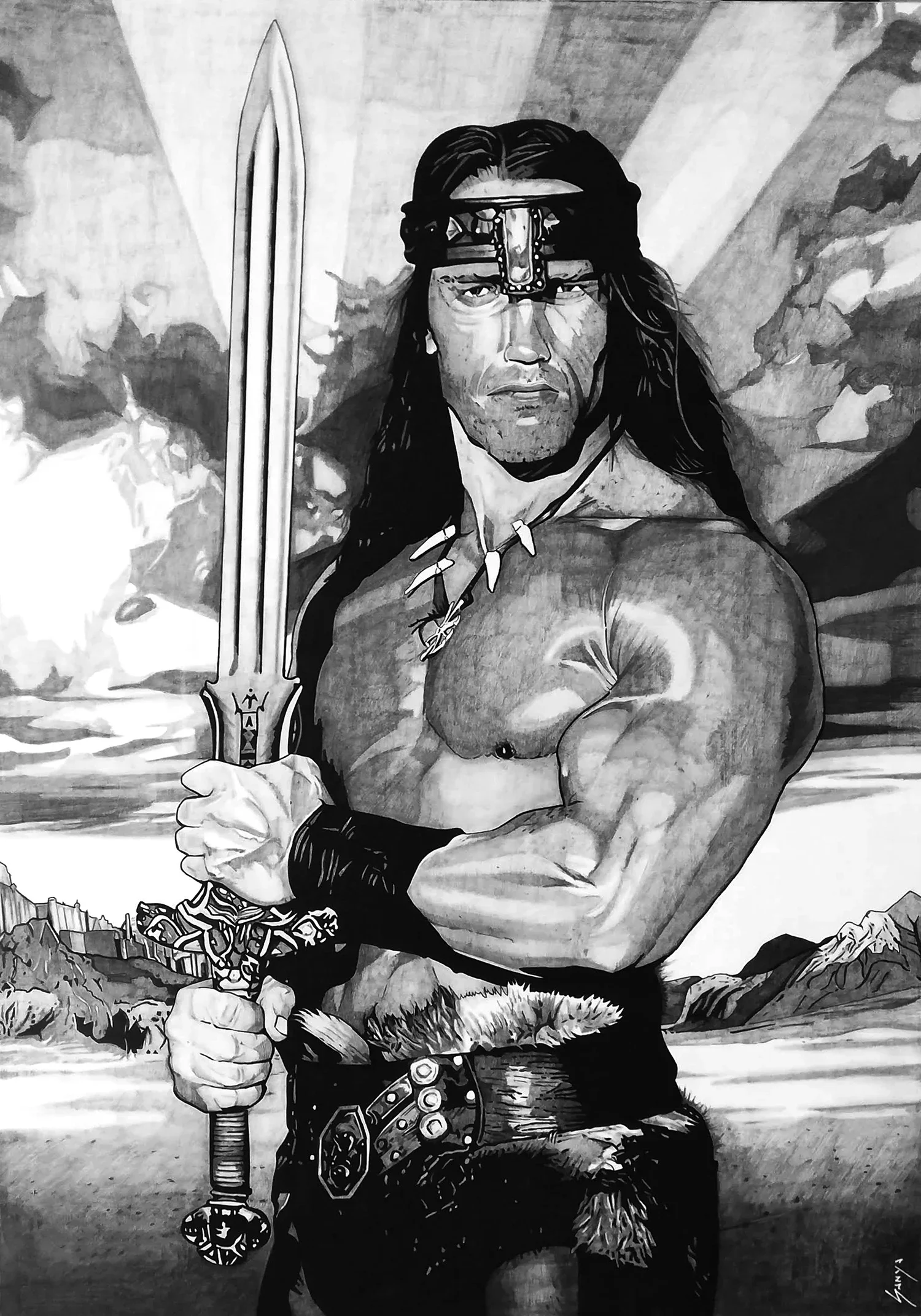 Conan The Barbarian Arnold Schwarzenegger Movie, Art Print Silk Poster, Home Decor Painting