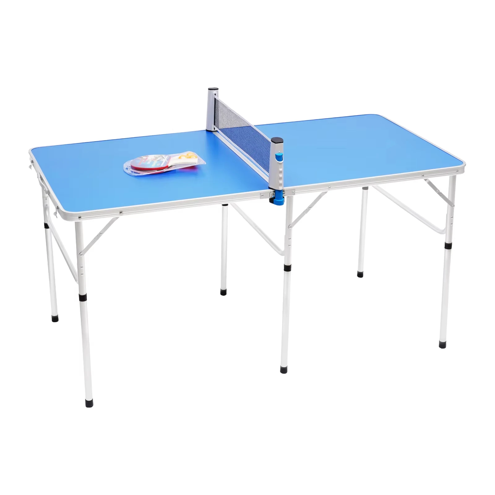 ​​Foldable Ping Pong Table Compact 60x30x30 Inch MDF Top Aluminum Frame with Net 2 Rackets 3 Balls for Indoor Outdoor Use​​