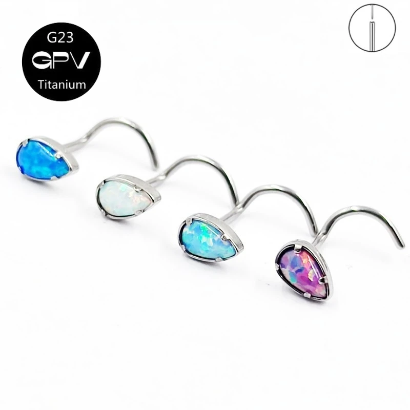 G23 Titanium 5-Word Nose Nail Manufacturers Wholesale Inset Luxury Opal Piercing Jewelry Nose Rings For Men And Women