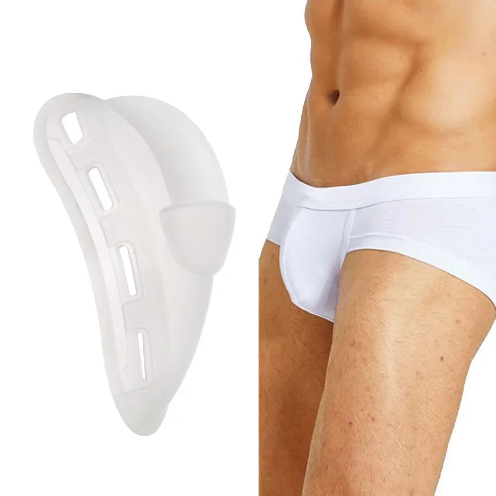 Men\'s Sexy Enlarge Bulge Pouch Pad Push Up Cup Swim Briefs Enhance Breathable Hole Man Panties Cup Pads