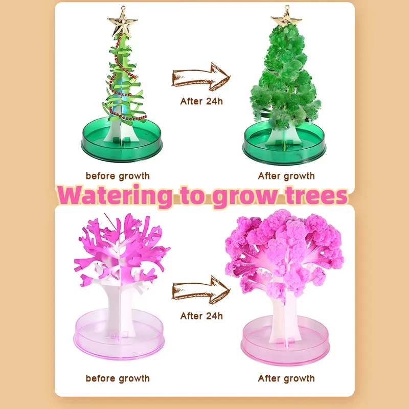 Christmas Magic Growing Tree Magically Paper Sakura Crystal Trees Japan Desktop Cherry Blossom Science Toys Novelty Funny Gift