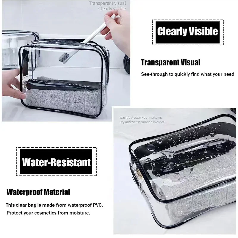 Hot Selling Transparent Zipper Storage Bag for Vacation Business Travel Airport Portable Outdoor Bathroom Makeup Bag