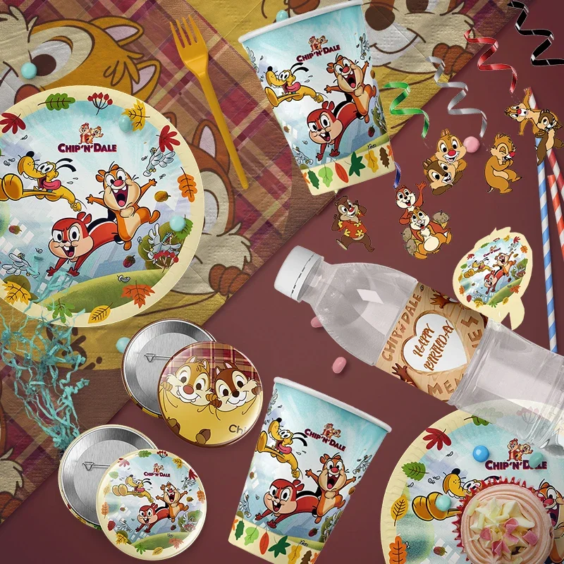 Disney Chip an' Dale Party Supplies Tableware Set Cup Plates Napkins For Kids Birthday Decoration Boys and Girls Baby Shower