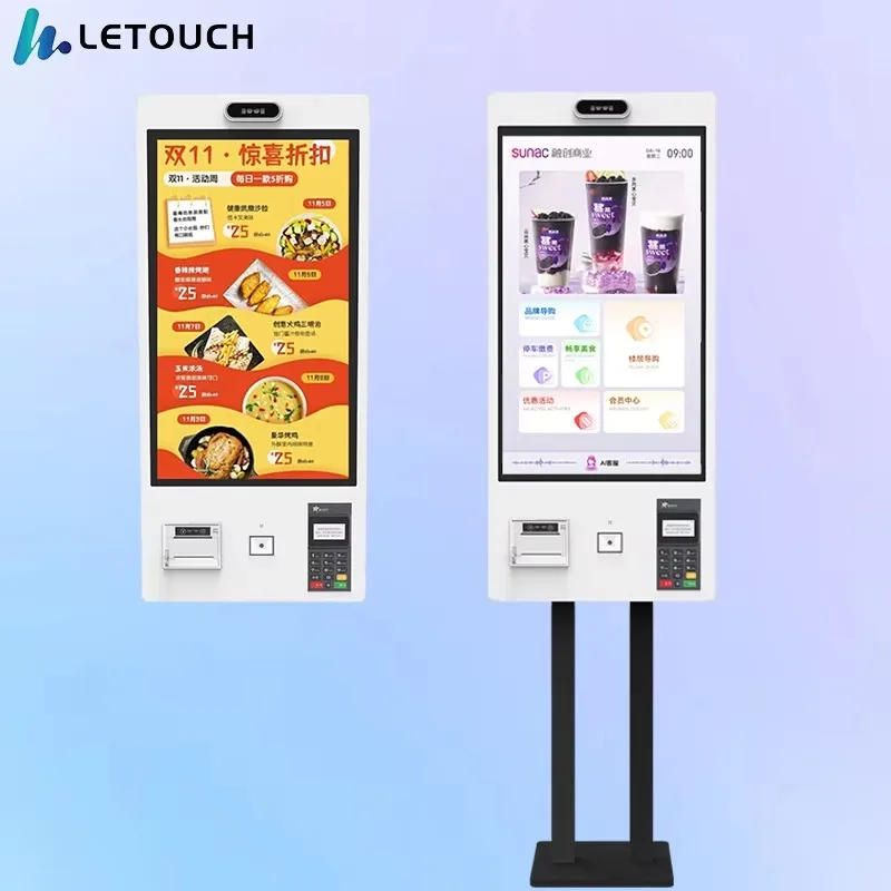 21.5 27 32 Inch Interactive Touch Screen Fast Food Self Service Order Payment Terminal Kiosk Wall Mount Machine for Restaurant