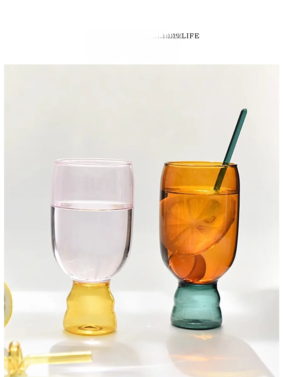 

Tlife Raise Creative Collision Color Glass Cup High Color Home Luxury Juice Cup Heat Resistant Cylinder Shape Single Layer