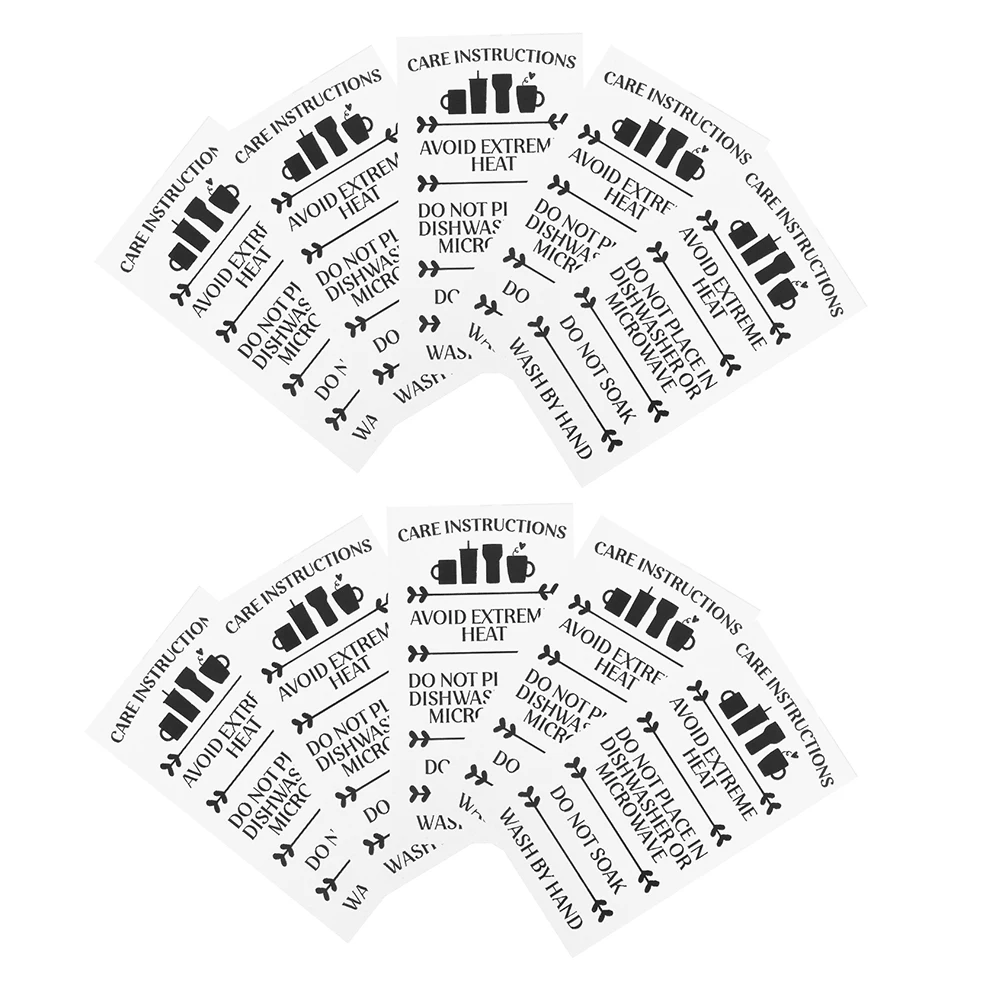

100pcs Glass Cup Care Cards Straw Packaging Labels 50x90mm Paper Tumbler Cleaning Instructions Small Business Supplies