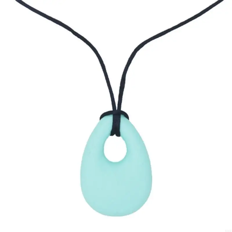 

E06F Silicone Teardrop Pendant Baby Teething Necklace Teether Autism Sensory