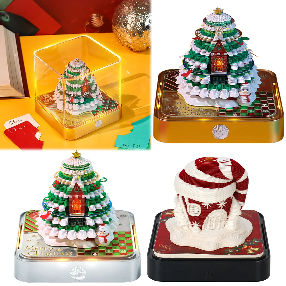 

2025 Creative Desk Calendar Christmas Paper Carving Art Memo Pad Notepad Gift for Christmas Housewarming Desktop Decoration