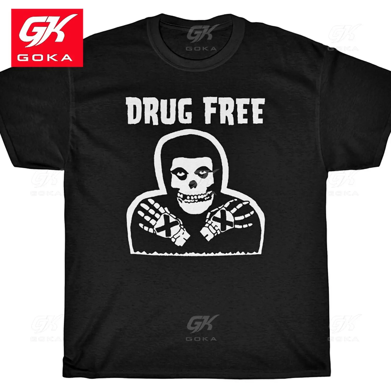 DRUG FREE MISFITS T-Shirt - Straight Edge Crimson Ghost Sxe Graphic T Shirts Mens Clothing Cotton Tees Vintage Tops Printed  Tee