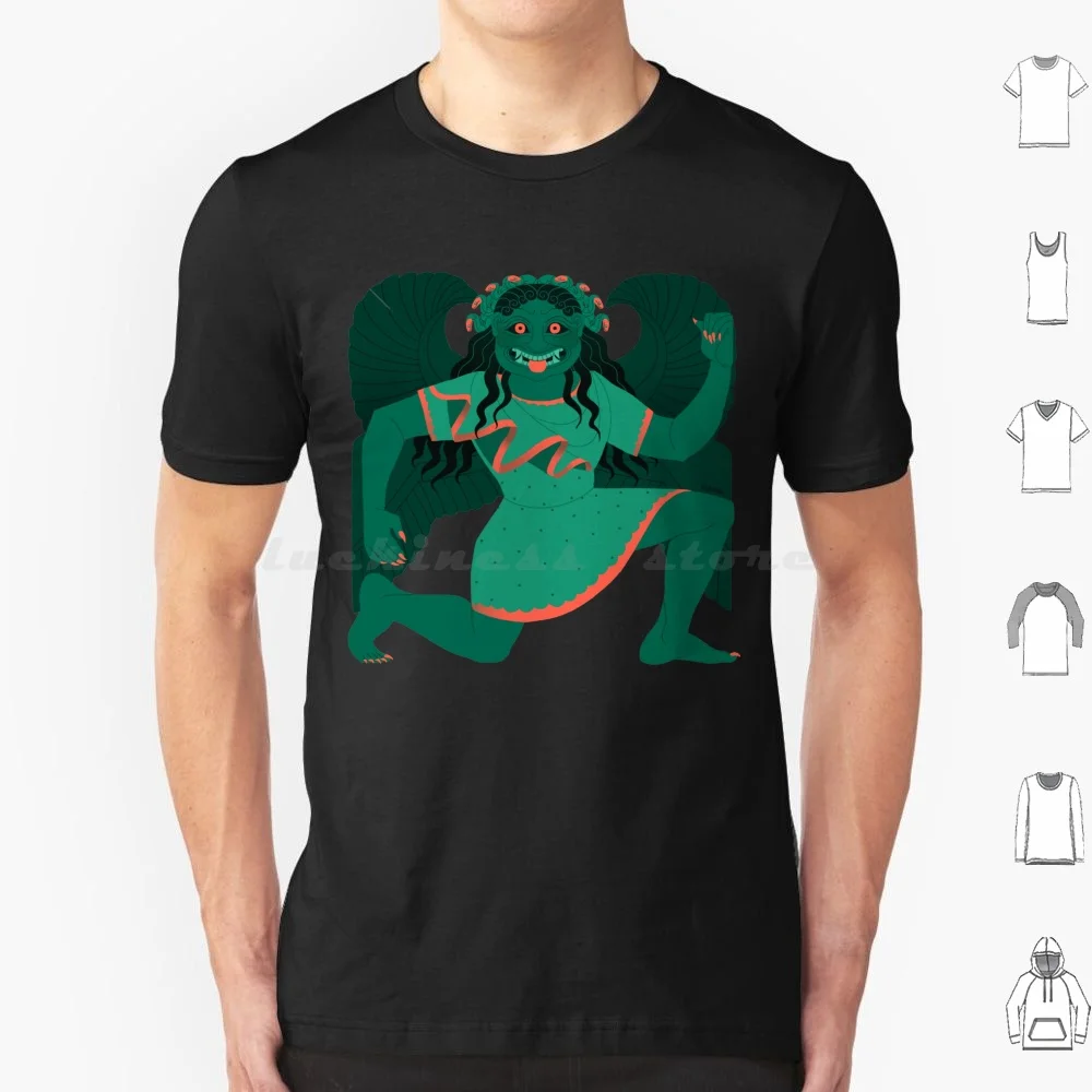 Archaic Gorgon-Green T Shirt Cotton Men Women Diy Print Gorgon Archaic Red Figure Flaroh Ancient Greece Ancient History Art