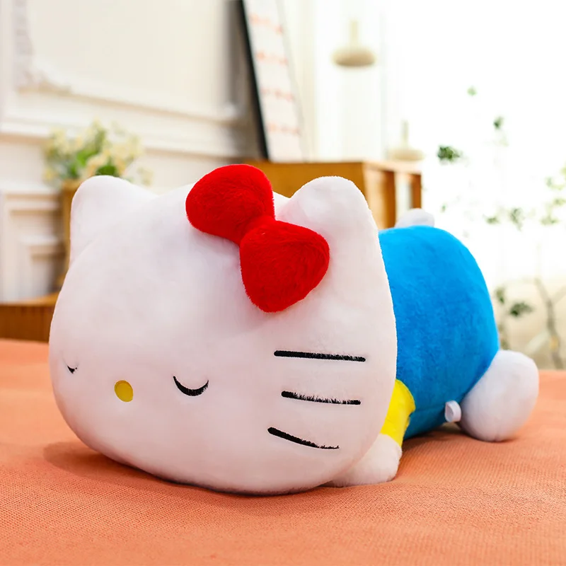 30-60cm 귀여운 누워있는 키티 고양이 베개 만화 헬로키티 소파 베개 방 장식 플러시 장난감 취침 동반자 안락 인형 선물