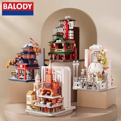 BALODY Food Street Building Blocks City  View Assembling Toy Ramen Shop Dessert  Model Ornament Christmas Gift