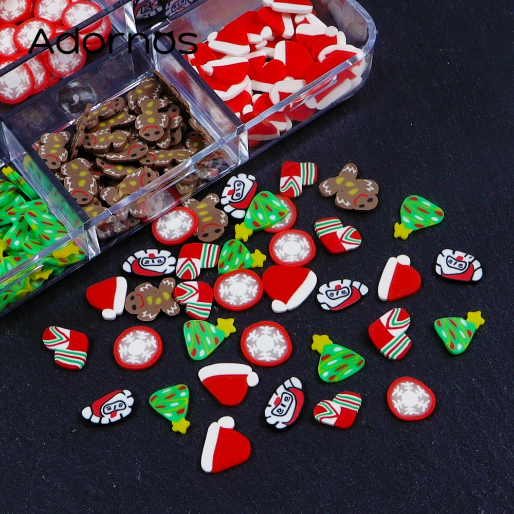 Pengocok Resin pengisi Natal polimer tanah liat Santa Claus Kawaii aksesoris pohon Natal kue tembikar lembut DIY Resin perhiasan kerajinan