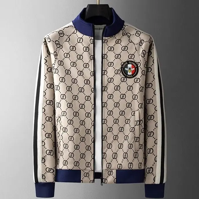 2025 high-end men's trendy brand sports and leisure suit spring and autumn new jacket two-piece embroidered sweater