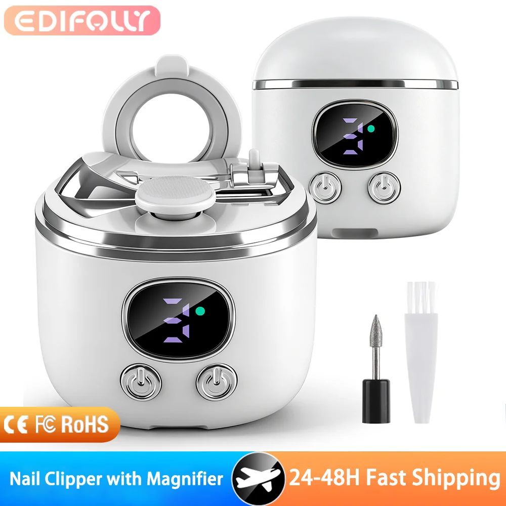 

Electric Nail Trimmer 3 Speed Dual Blade with Magnifier LED Light LCD Display Cuticle Remover Nail File Dust Collector Nail Clip