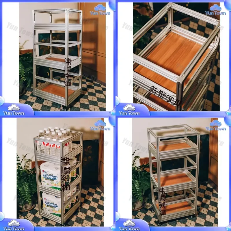 Industrial Wind Birch Ocean Plate Aluminum Profile Trolley for Home Side Table Storage Cabinet for Cafe Designer Furniture