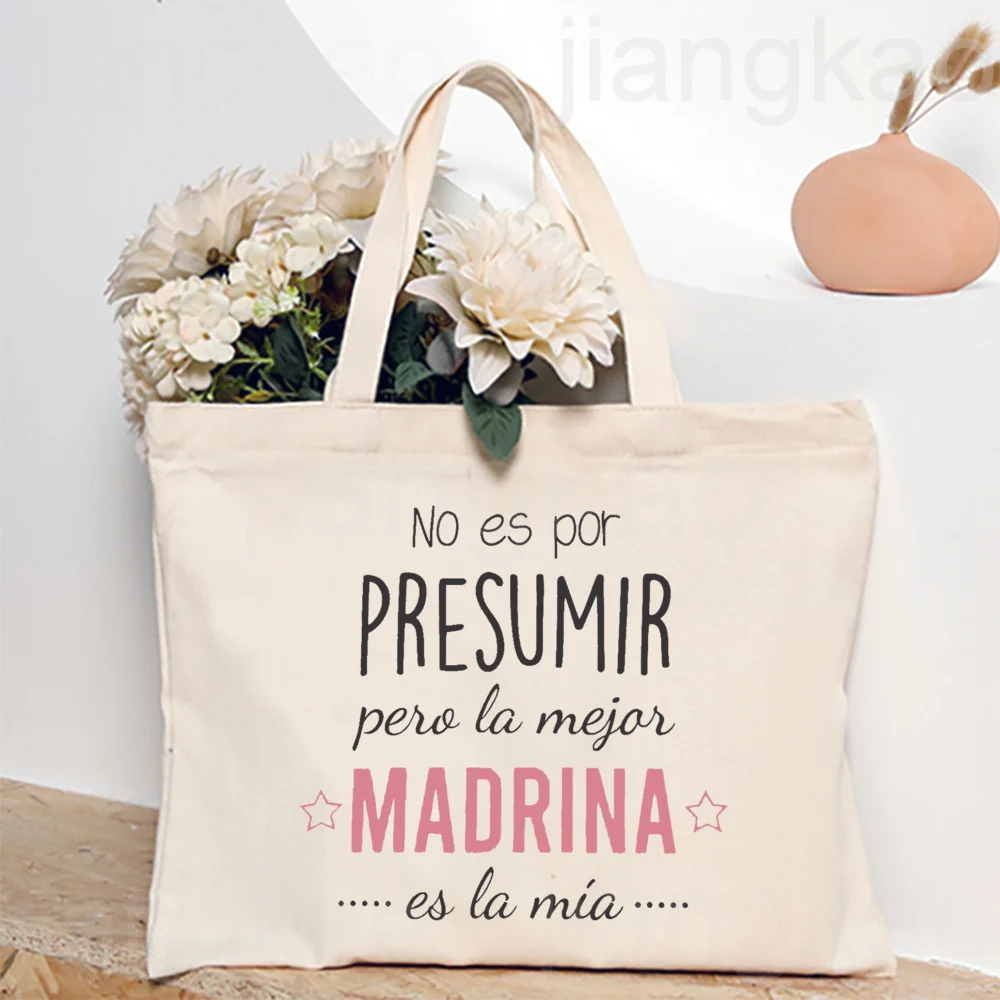 Not To Show Off But The Best Godmother Grandmother Printed Women Tote Bag Shopping Bags Female Shoulder Bag Abuela Madrina Gift