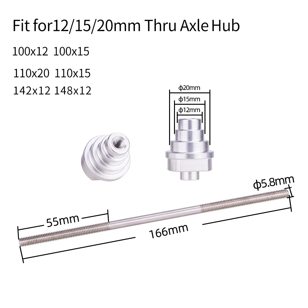 ZTTO Front hub Truing Stand Adapter Tool 20mm 15mm 12mm wheel to 9mm QR Thru Axle Adaptor 100x15 100x12 to 9mm Quick Release hub