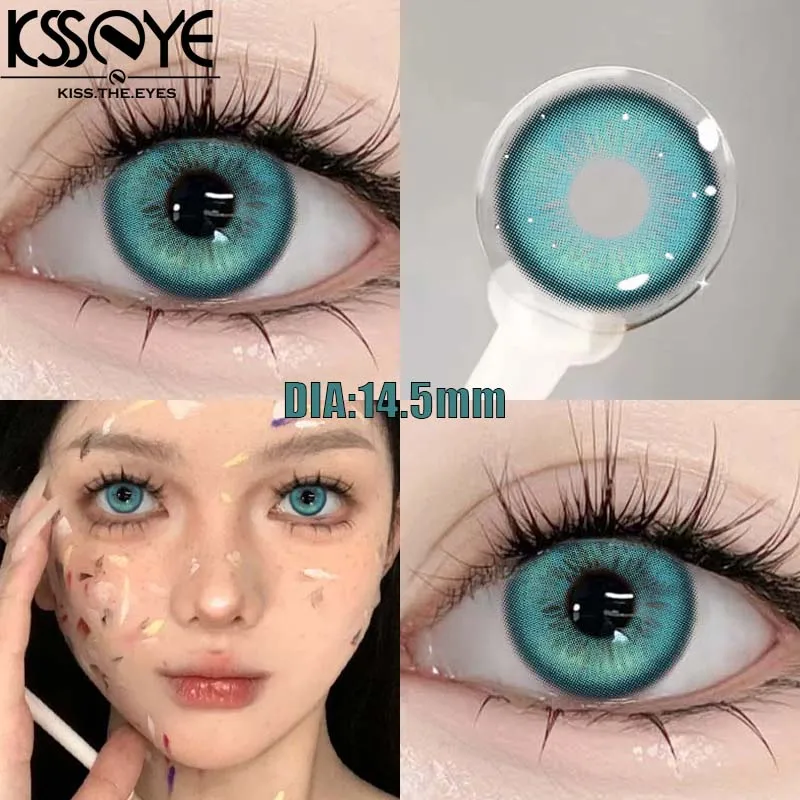 KSSEYE 1 Pair New Style Colored Contact Lenses with Diopter Myopia Eyes Pink Contacts Lens Beauty Puppiletes Makeup Yearly