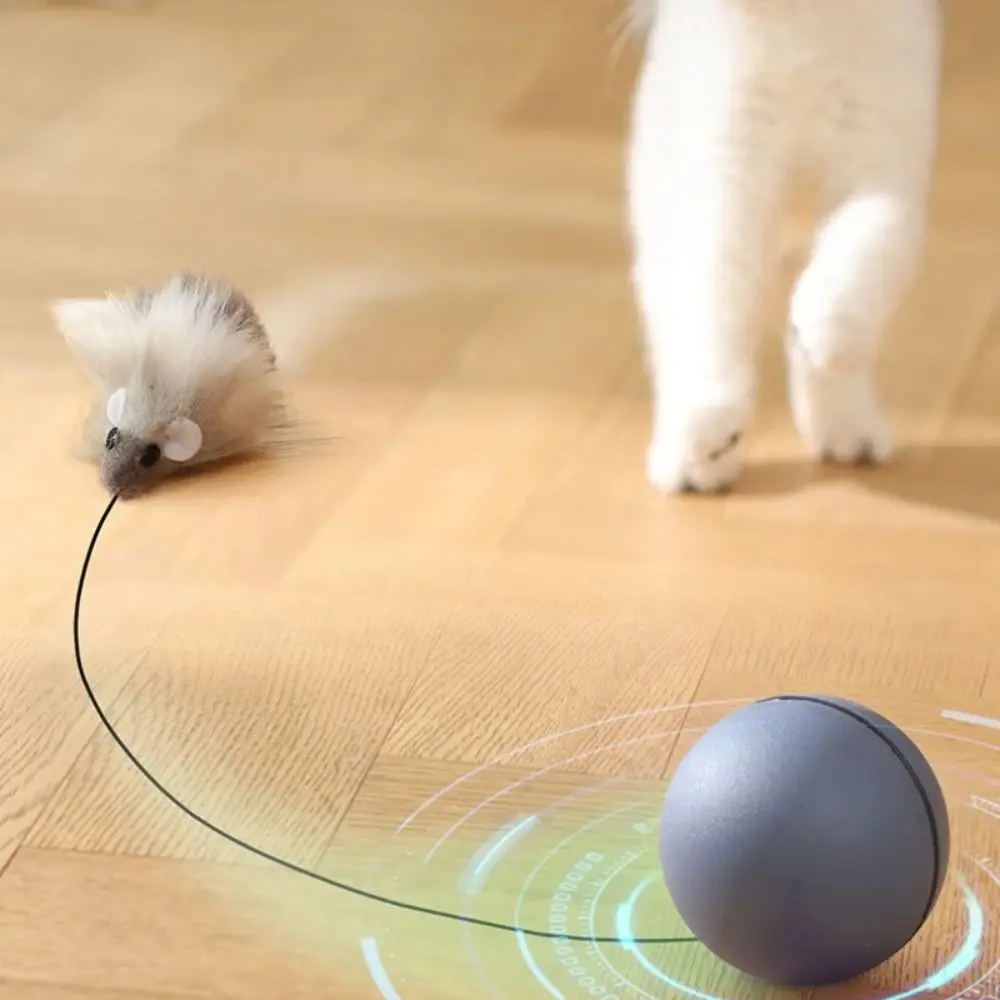 

ABS Automatic Electric Cat Toy Simulated Tail Interactive Automatic Rolling Ball Toy Flashing Light with Mouse Cat Ball Toys
