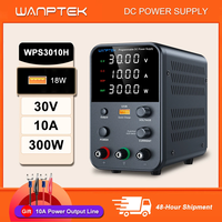 Wanptek Adjustable Laboratory Power Supply 30V 10A with OCP Short-Circuit Protection AC 220V/110V Auto-Switching, Preset Current