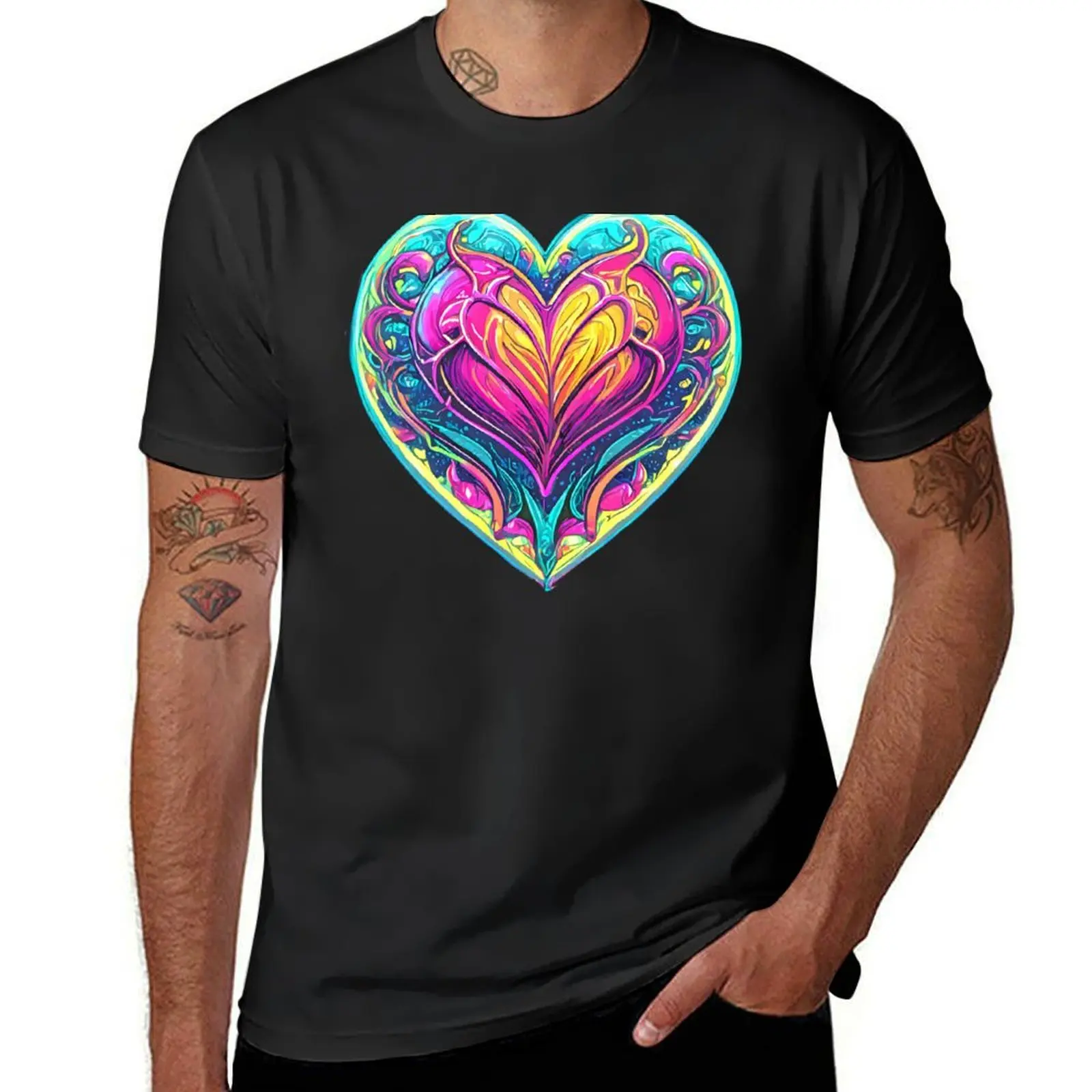 

Copy of Artistic Neon Valentines Heart 4 T-Shirt blacks sports fans for a boy mens graphic t-shirts funny