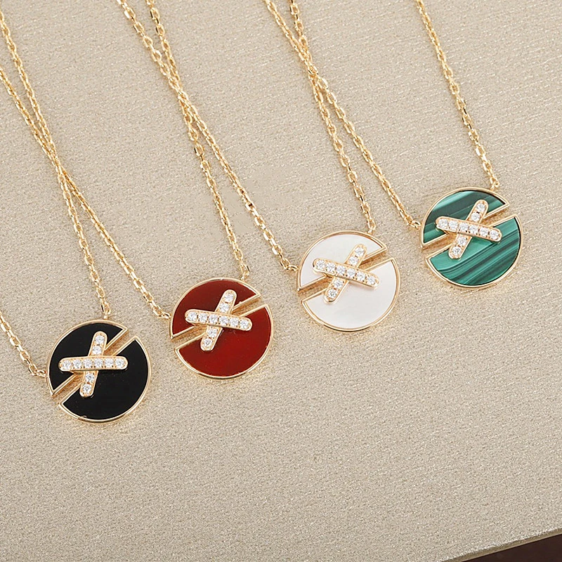 

Лидер продаж, ювелирные изделия, розовое золото, инкрустированное натуральным камнем, круглый крест, ожерелье, женская мода, элегантный темперамент, подарок для вечеринки