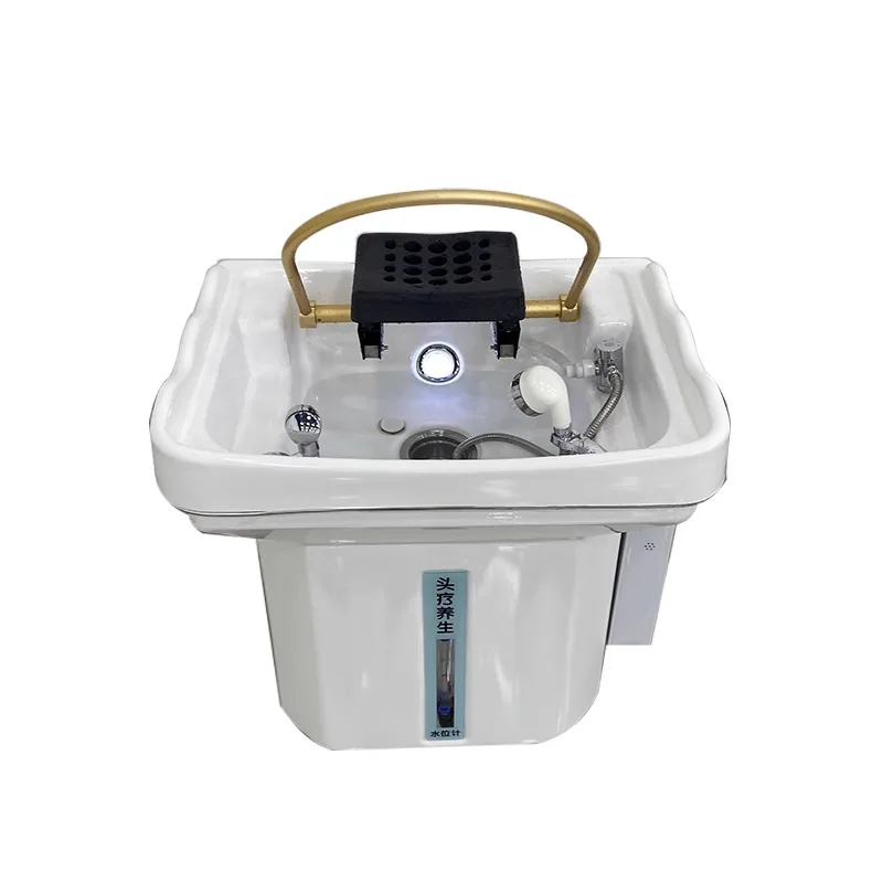 Movable head therapy instrument, water storage type shampoo basin, constant temperature water circulation fumigation