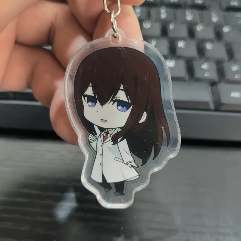 Japan Anime Steins;Gate Figures Okabe Rintarou Makise Kurisu Cosplay Q Version Acrylic Keychains Kawaii Bag Pendant Decor Gift