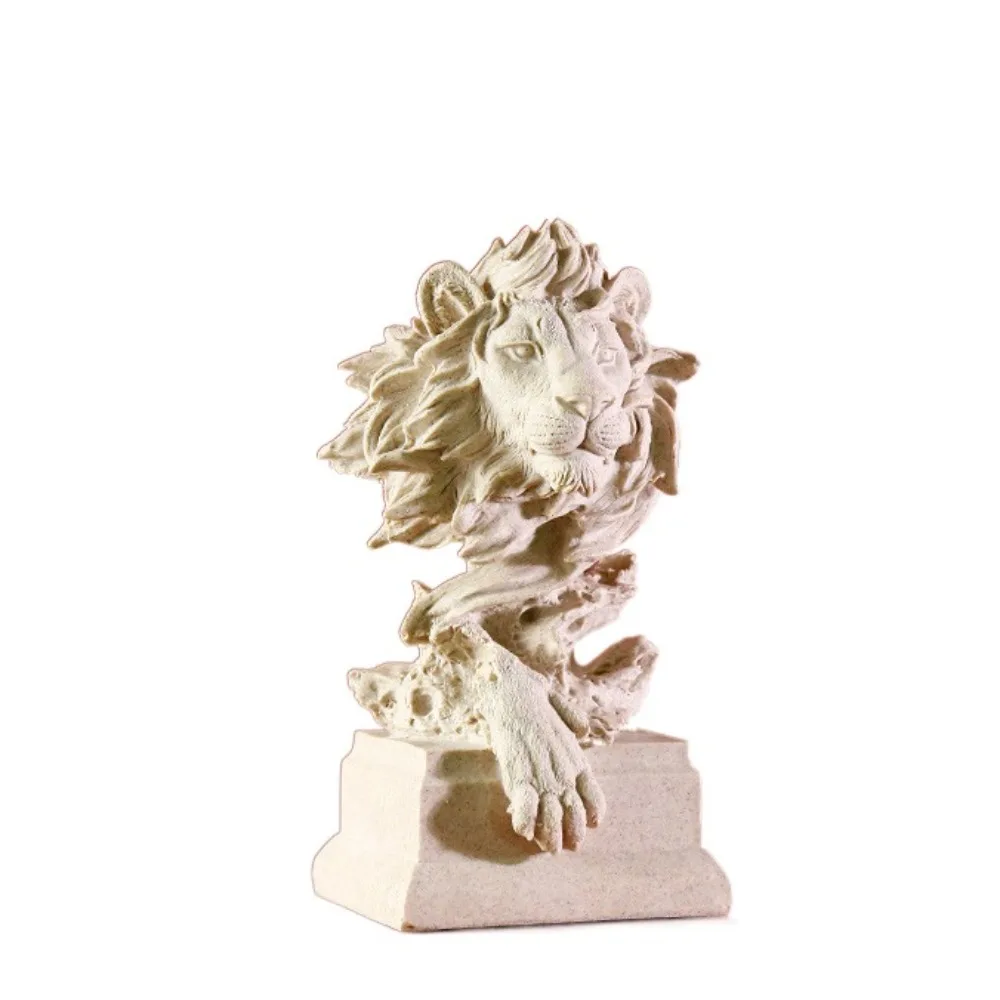 

Micro Landscape Resin Aesthetic Lion Statue Vintage Modern Lion Figurine Sculpture Art Nordic Style Animal Ornament Desktop