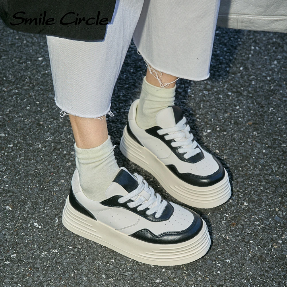 

Smile Circle Casual Shoes Microfiber Flats platform Shoes Simple And Versatile Round-toe Women Shoes