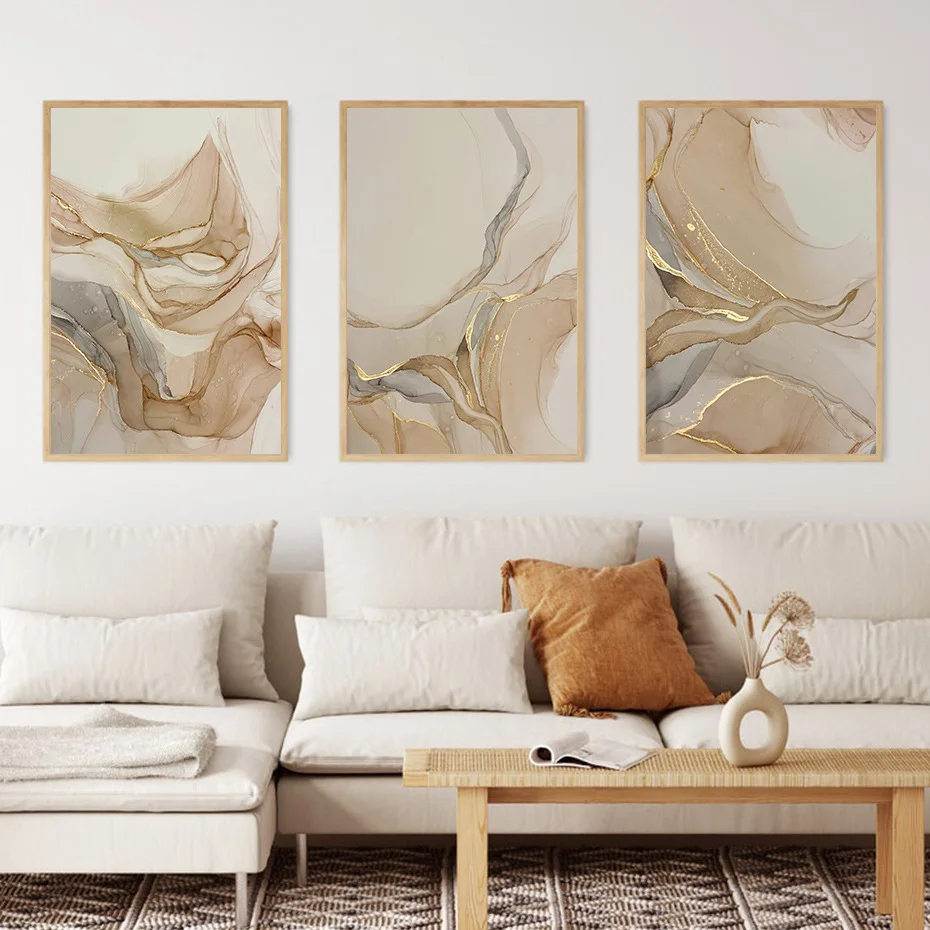 

3pc 30x40cm Framed Islamic Calligraphy Wall Art Gold Marble Poster Alhamdulillah Beige Canvas Painting Abstract Print Home Decor