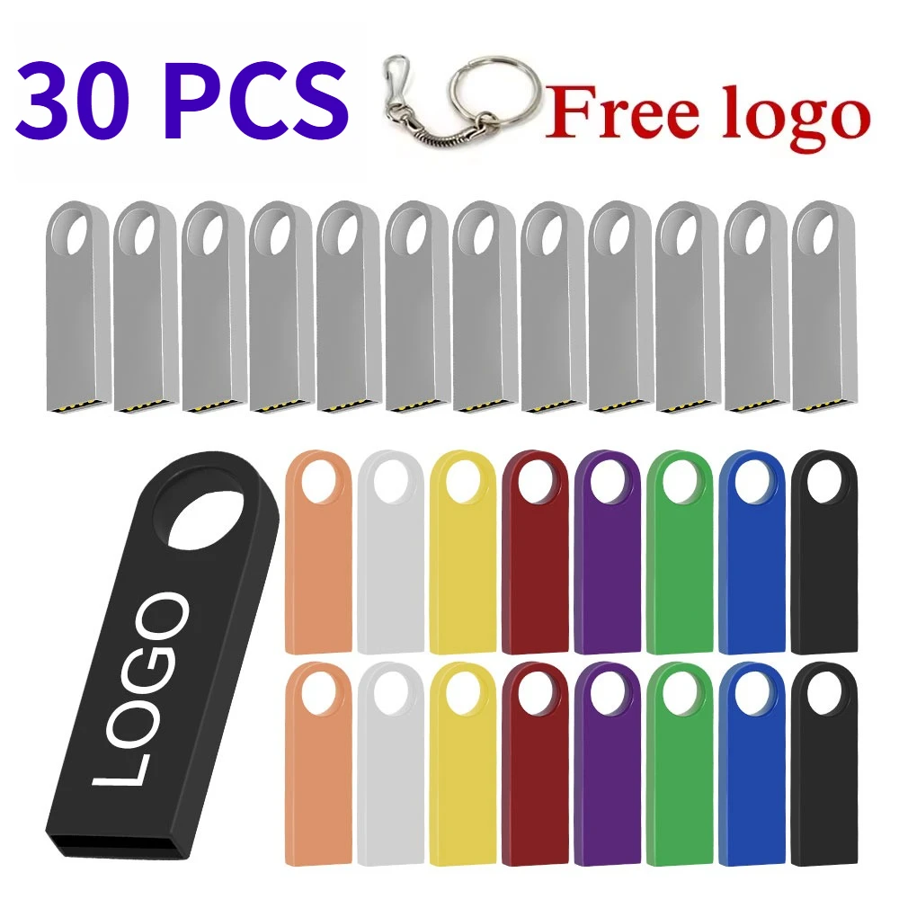 

30PCS/lot Metal USB Flash Drive 256MB 1GB 2GB 4GB 8GB 16GB Pen Drive Pendrive 32GB 64GB 128GB Free Customized Gift USB Sticks