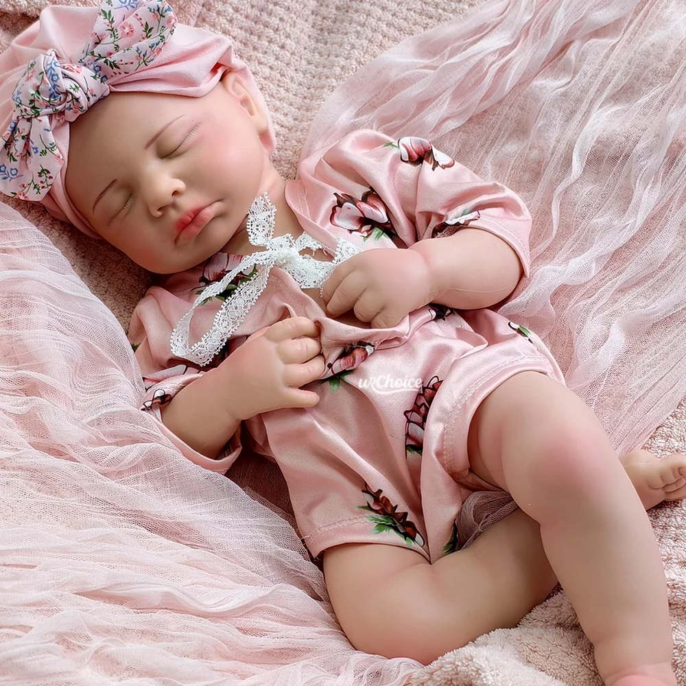 20" siliconen herboren babypop levensechte handgeschilderde schattig pasgeboren meisje voor kunstcollectie doe-het-zelf-projecten en kinderdagcadeaus