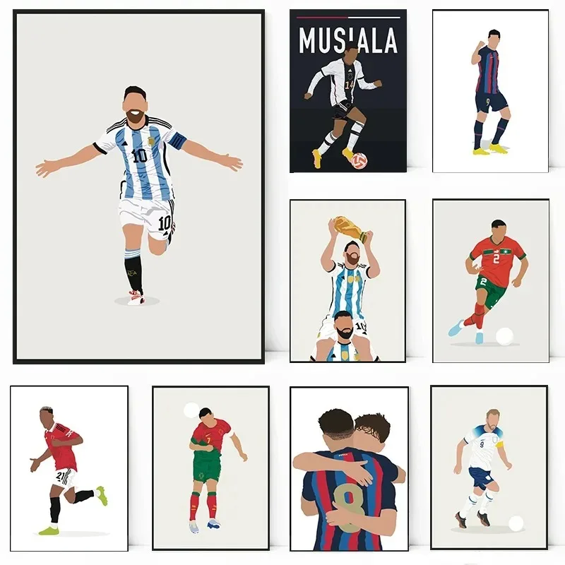 Affiche de célébrité de joueur de football, peinture sur toile, art mural pour fan de football, bande dessinée décorative pour chambre à coucher, bureau, cadeau de fan de sport