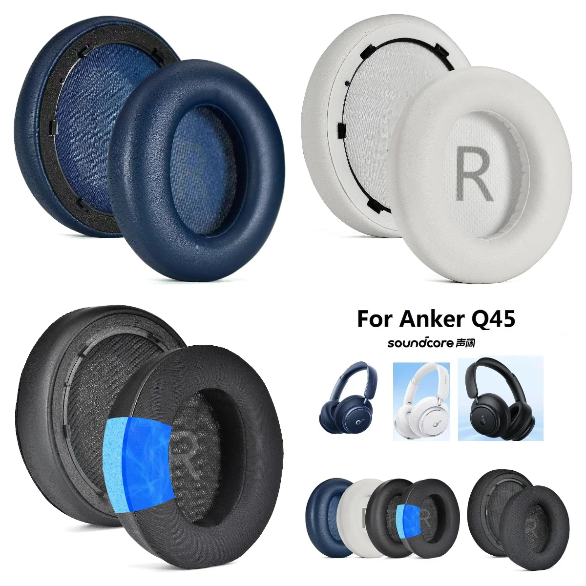 

Ear Pads For Anker Soundcore Life Space Q45 replacement pink Earpads headphones Earmuffs Mesh Memory Foam Ear Cushions