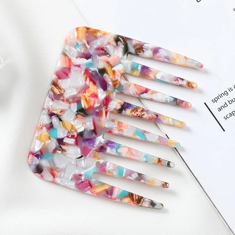 New Korean And Japan Acetic Acid Sheet Hair Comb Anti-Static Comb Stylish And Exquisite Marbling Leopard Print Wide Tooth Comb