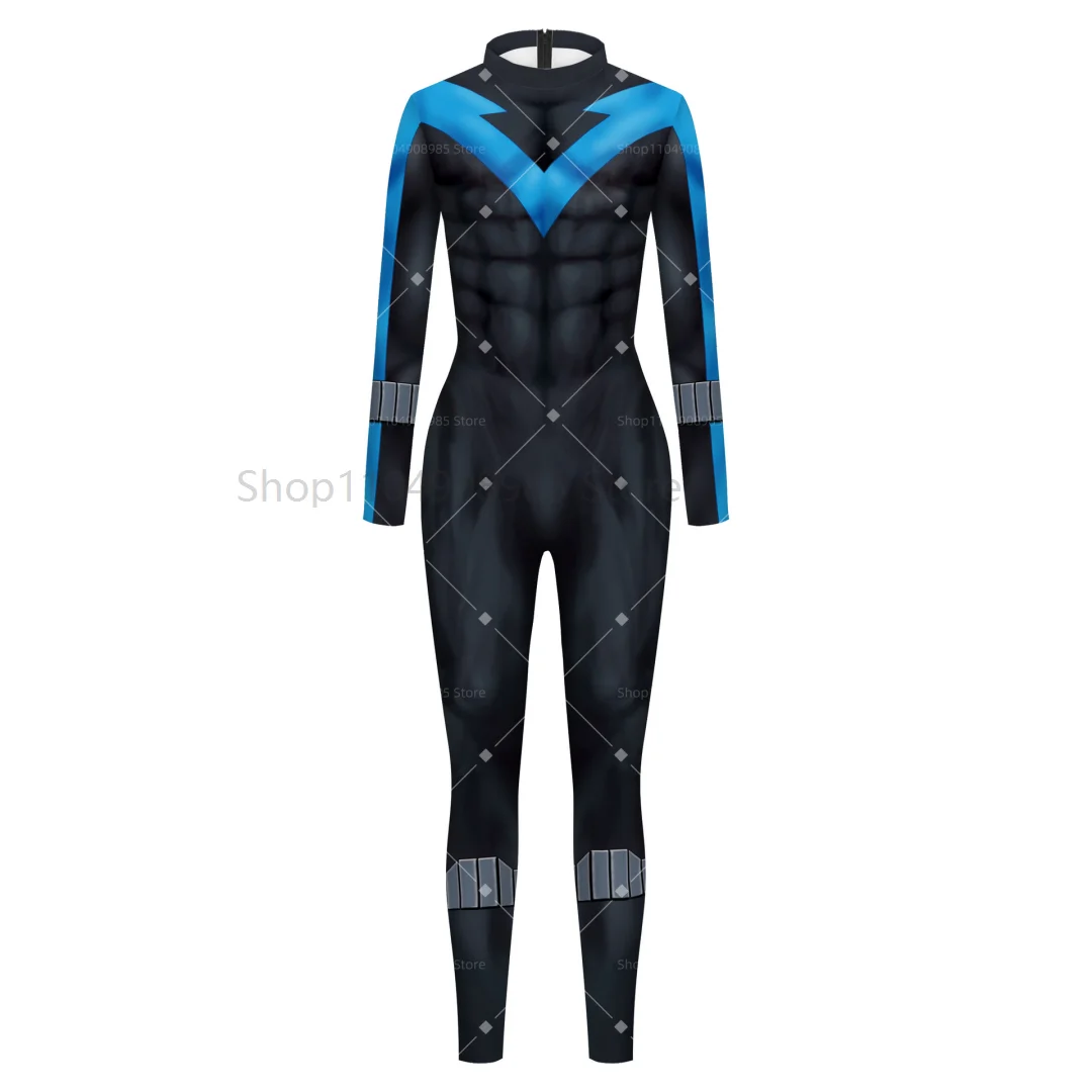 Superhero Men's Cosplay Cool Blue Black Tights Muscle Bodysuit Suit Carnival Party Performance Role Play Tights 2026 - view 6
