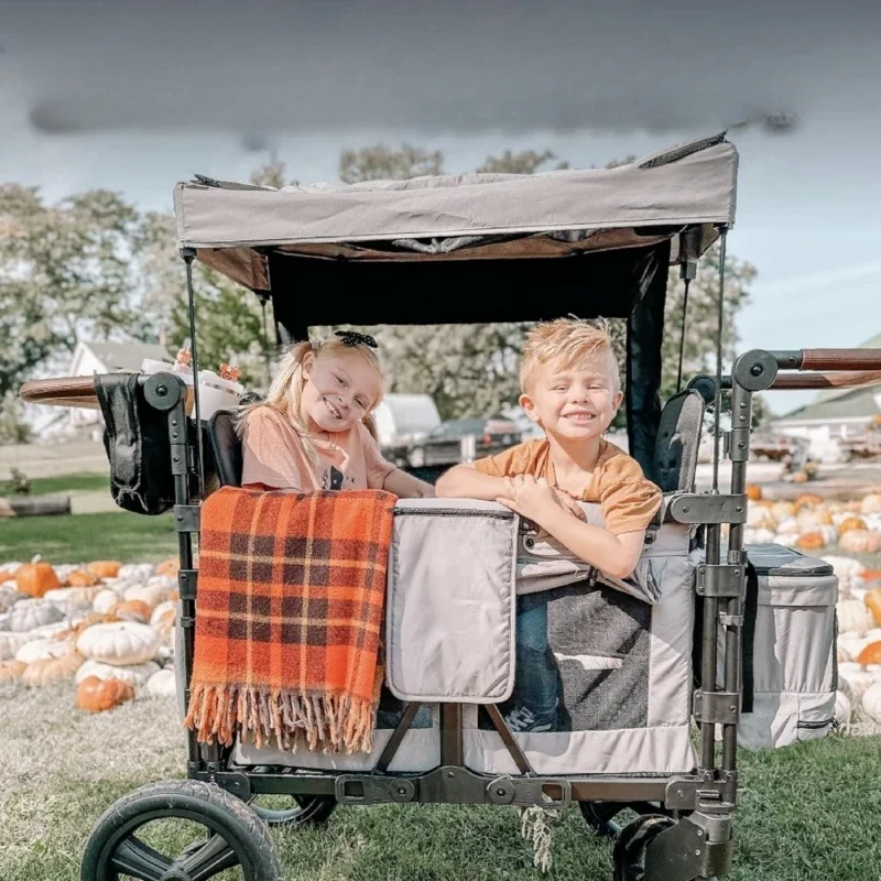 عربة قابلة للطي بمقعدين مع مظلة - عربة محمولة للاستخدام في الهواء الطلق والشاطئ #2