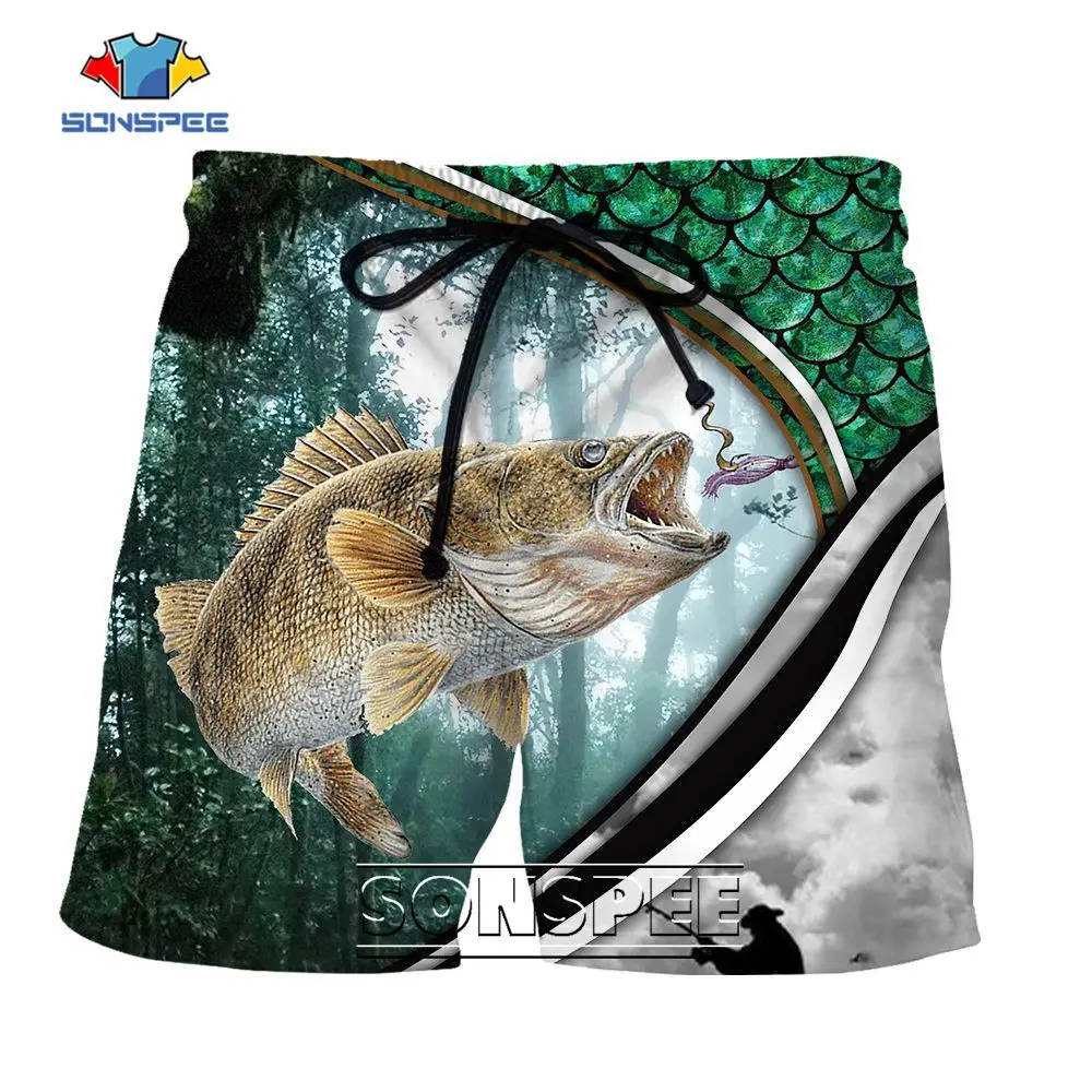 SONSPEE Summer Carp Fishing 3D Printing Shorts Men Women's Street Love Fishing Sportwear Fish Scales Personality Short Pants