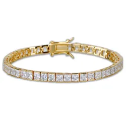 Handmade 4mm Square Diamond Bracelets For Women Men Luxury 925 Silver & 18K Yellow Gold Engagement Wedding Gemstone Jewelry