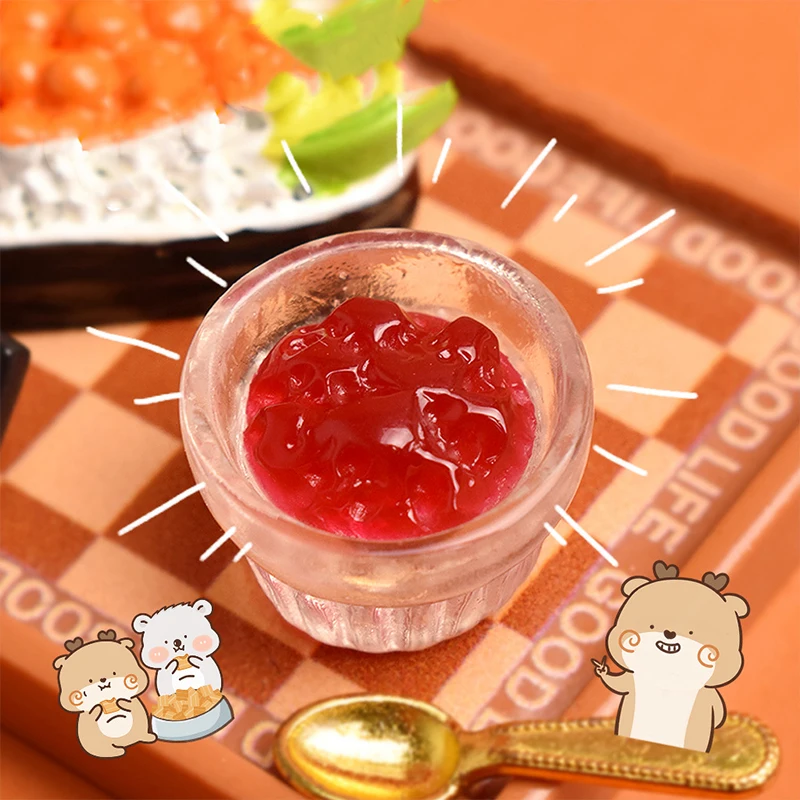 10 Pz/set Casa Delle Bambole In Miniatura Fragola Mango Marmellata Mini Simulazione Gioco di Cibo Casa di Bambola Cucina Scena Decorazione Accessori Giocattolo