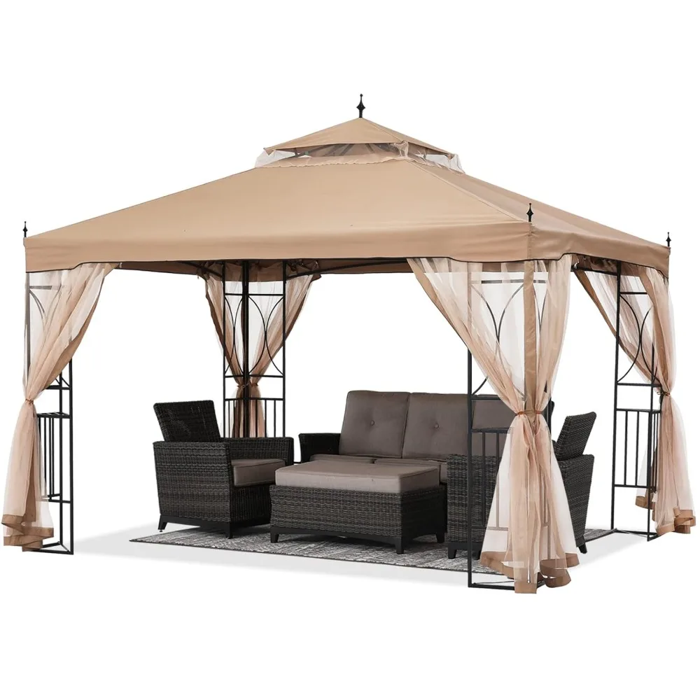 

Patio Outdoor Gazebo 10X10 - Gazebo Canopy with Netting and Corner Frame Screen Wall for Backyard,Garden Lawn, Customized