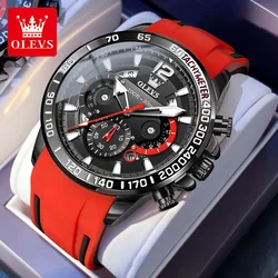 OLEVS-reloj de cuarzo deportivo para hombre, cronógrafo Original de goma, resistente al agua, con correa y calendario, diseño de pantalla