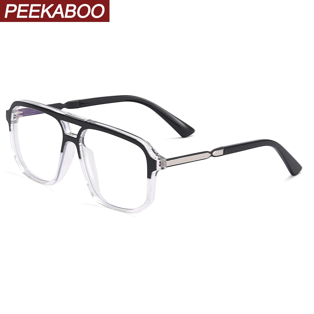 

Peekaboo clear lens male anti blue light glasses optical TR90 transparent square glasses frame for men high quality gift items