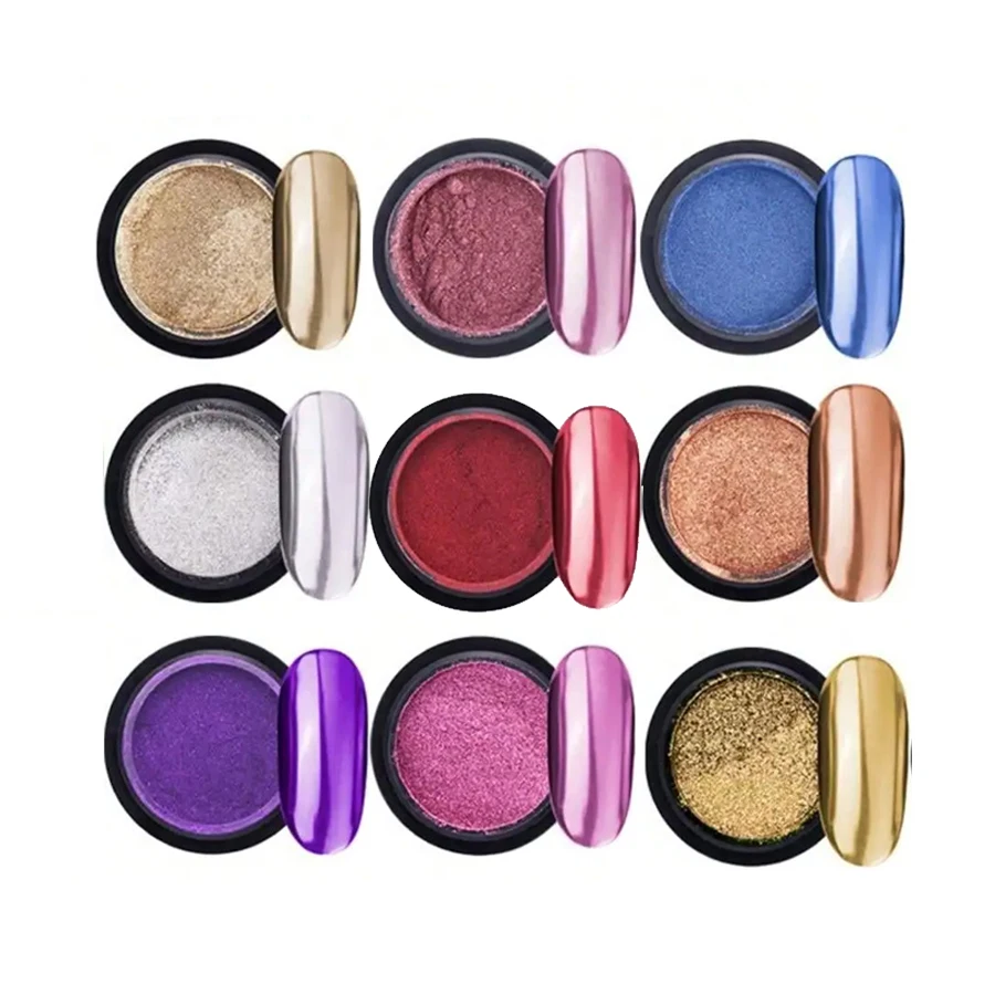 1 قطعة مسحوق أظافر كروم مرآة فلاش مرآة سحرية مسحوق مسمار الفن تلميع هلام الفن مسحوق مسمار الفن خلق لتقوم بها بنفسك 7 ألوان #1