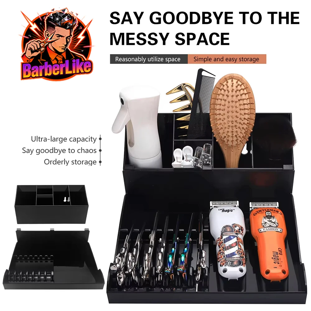 

Barber Hair Scissors Holder Storage Shelf Detachable Clippers Organizer Hair Stylist Tools Container Beauty Makeup Holder Tray